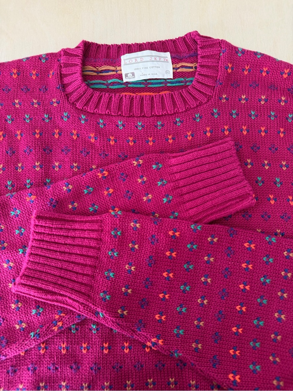 Vintage Knitted Cotton Sweater Lord Jeff Men’s XL